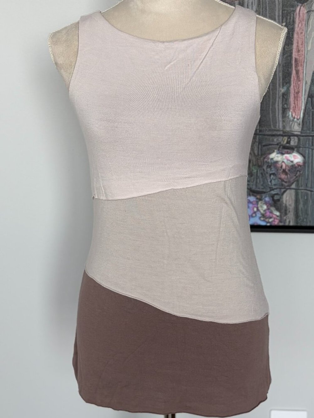 Valerie Bertinelli Beige Tiered Bodycon Tanktop S